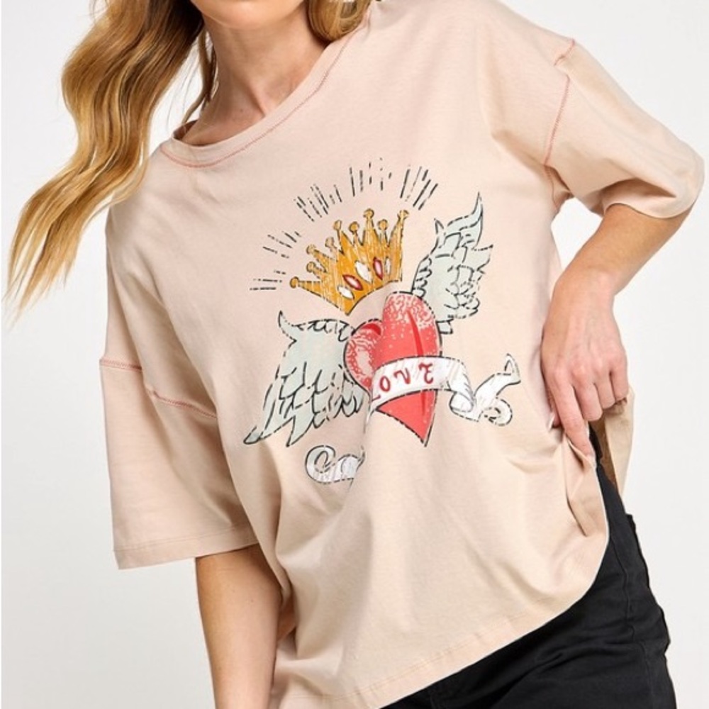 Women's Cream Graphic Tee - Picture 6 of 7